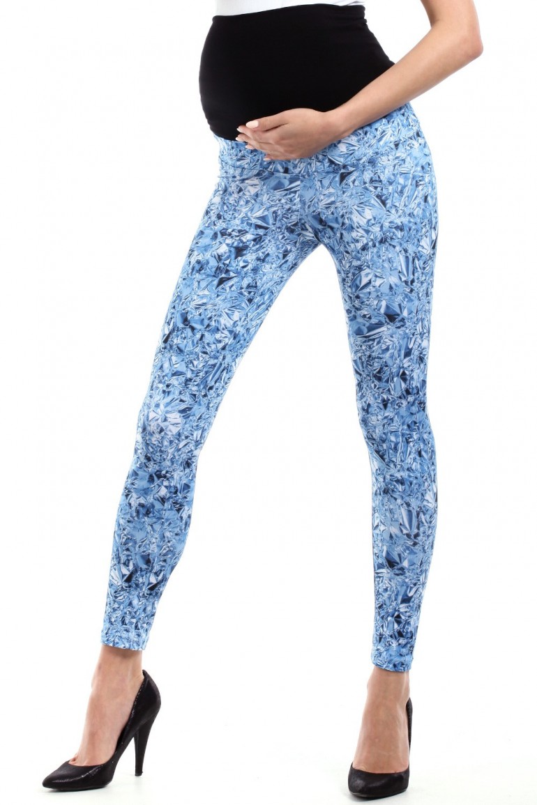 CM2233 Gładkie sportowe legginsy ciążowe - niebieskie