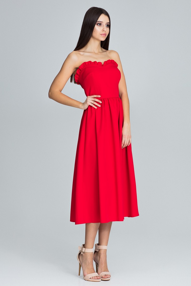 CM3668 Elegancka sukienka bez rękawów - czerwona