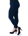 Eleganckie dopasowane legginsy damskie z kieszeniami z tyłu - granatowe