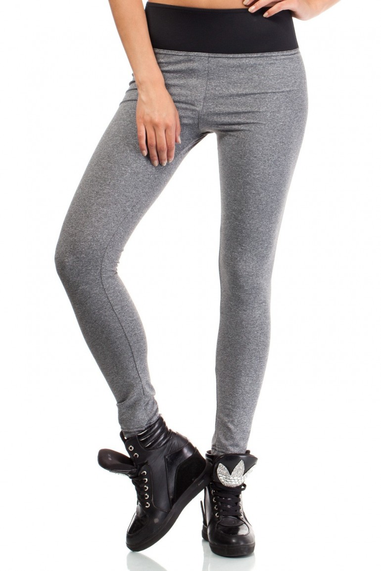 CM1829 Gładkie dopasowane legginsy - czarne