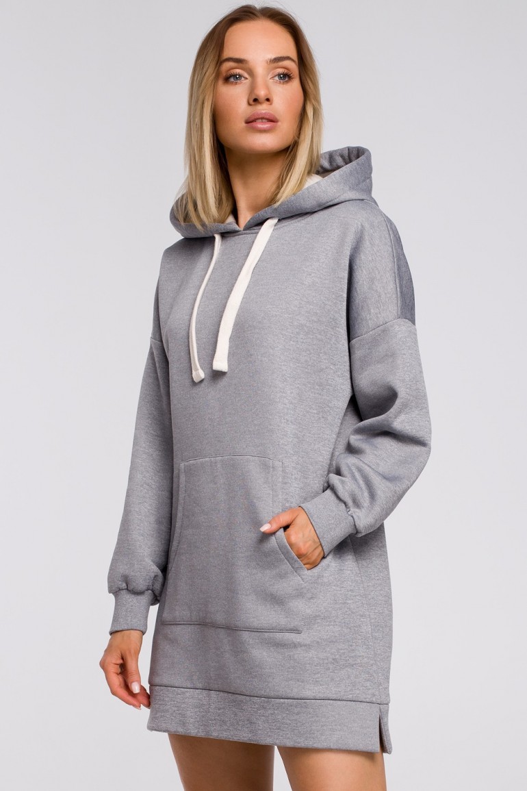 CM5431 Bluza oversize z kieszenią typu kangurek - stalowa