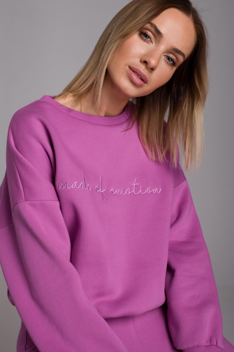 CM5433 Bluza szeroka z haftem - lawendowa