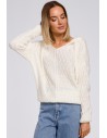 Sweter z kapturem - ecru
