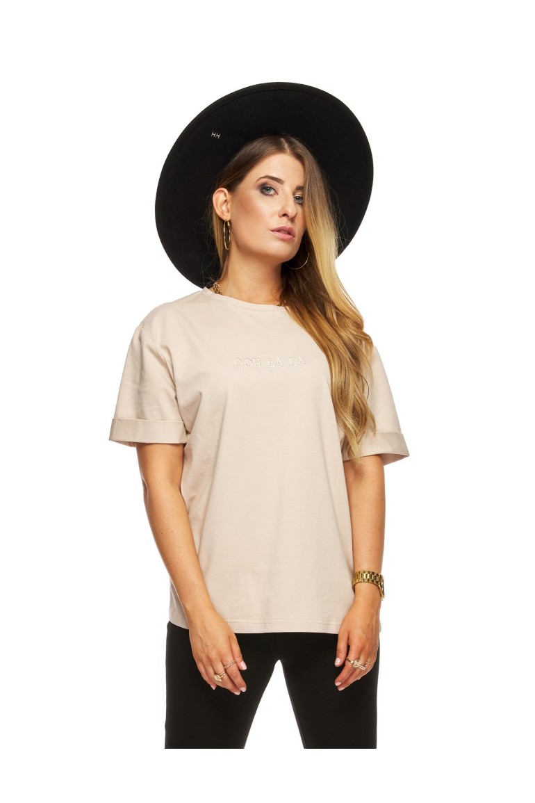 CM5470 T-shirt z nadrukiem Ooh La La - beżowy