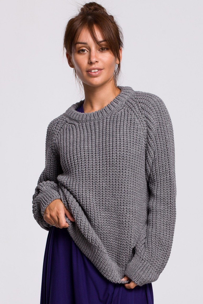 CM5522 Sweter z dekoltem pod szyję - szary