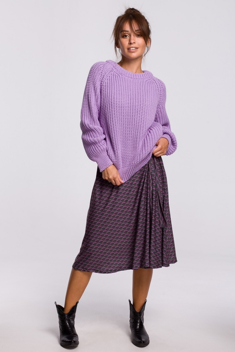 CM5522 Sweter z dekoltem pod szyję - lawendowy