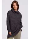 Sweter oversize z golfem - antracytowy