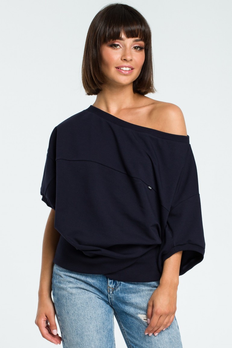 CM3755 Bluza oversize z rękawem kimono - granatowa