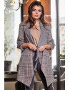 Elegancka zwiewna narzutka - granatowa-krata
