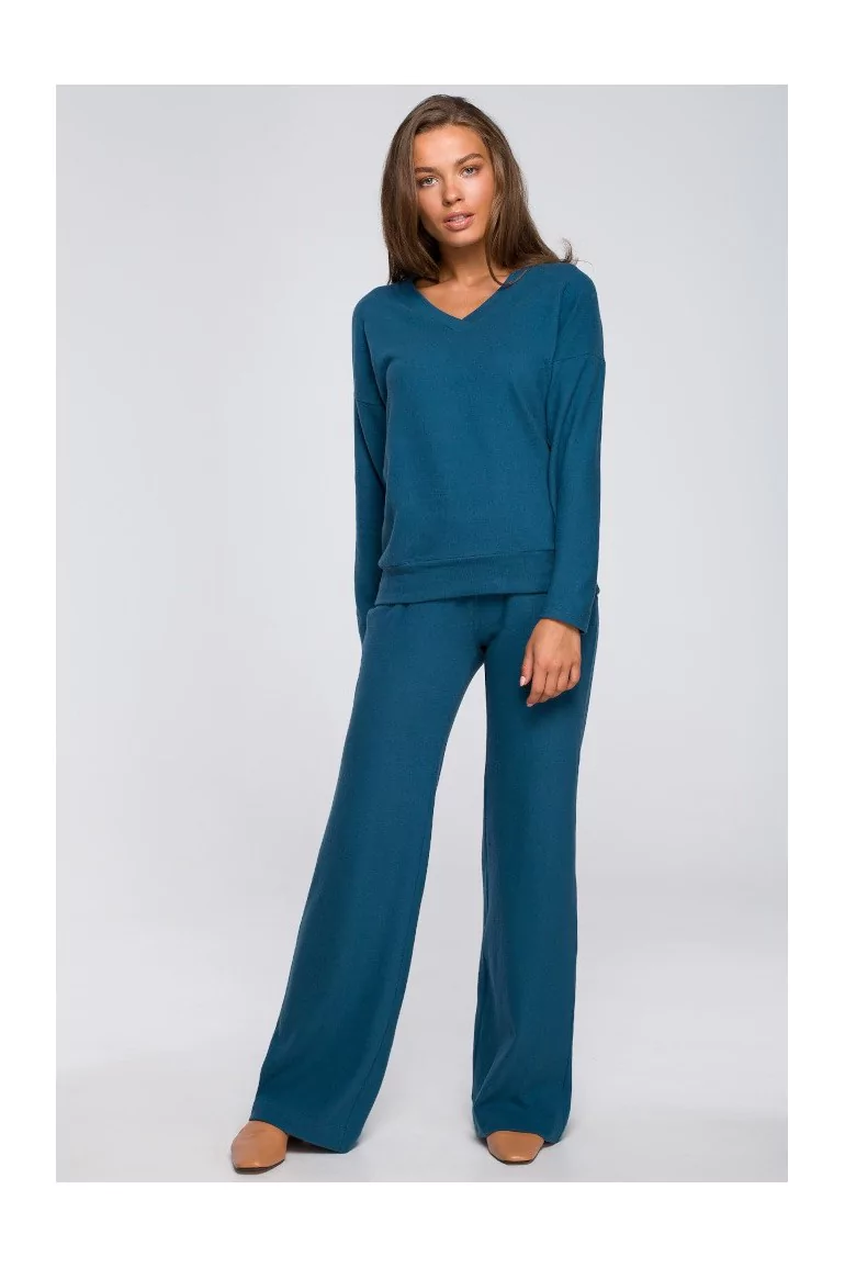 CM5593 Stylowe spodnie dzianinowe - morskie