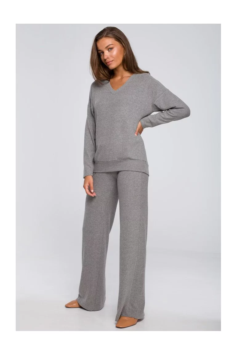 CM5593 Stylowe spodnie dzianinowe - szare