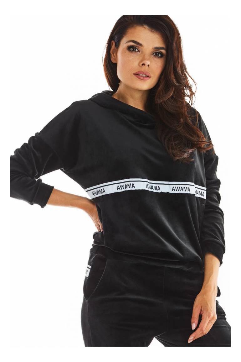 CM5649 Ciepła bluza z weluru - czarna