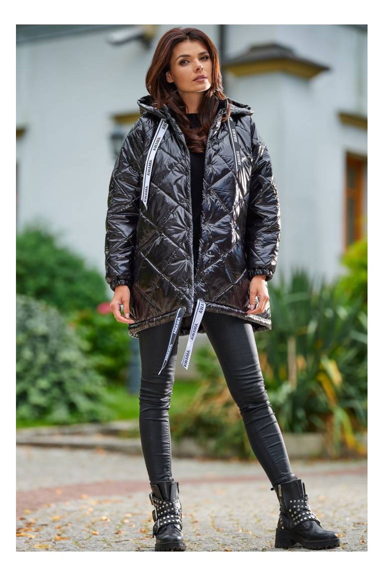 CM5664 Pikowana kurtka oversize - czarna