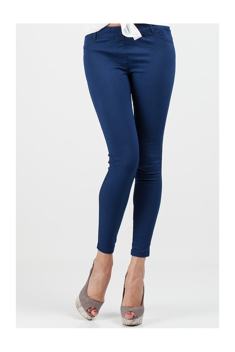 CM0685 Jeansowe legginsy spodnie rurki - jeansowe