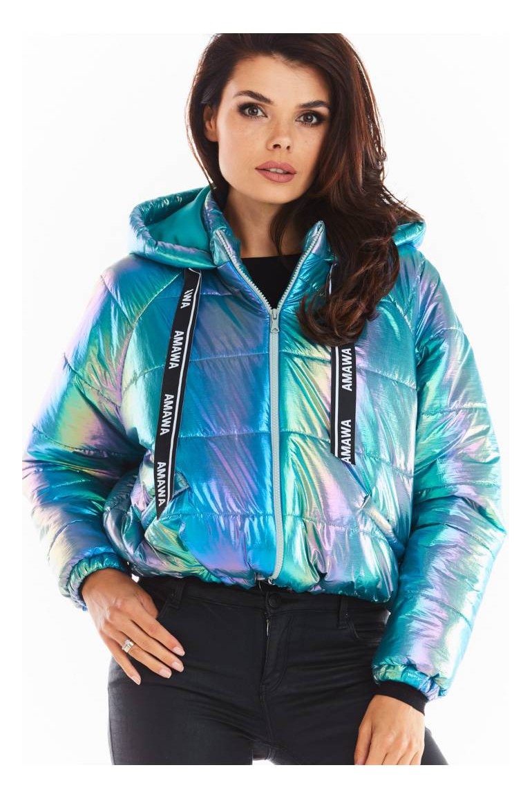 CM5679 Pikowana kurtka oversize - niebieska