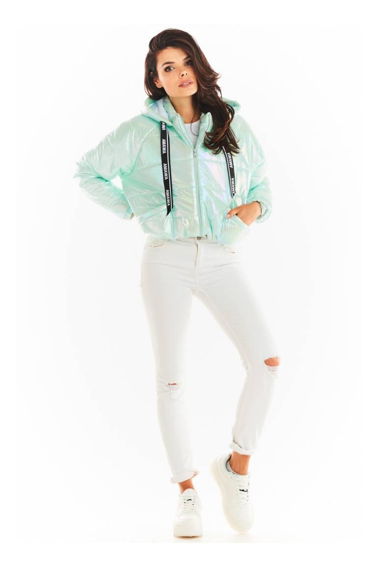 CM5679 Pikowana kurtka oversize - miętowa