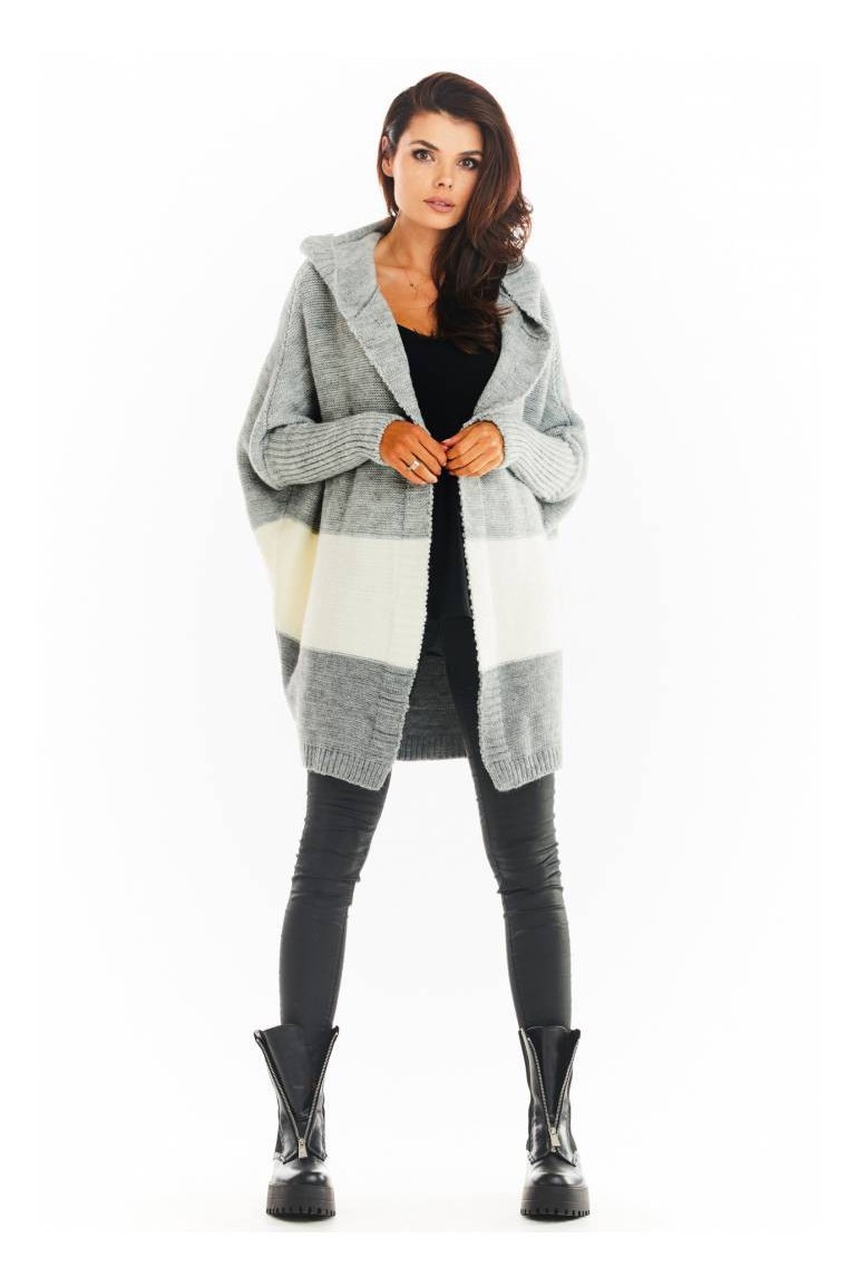 CM5683 Ciepły kardigan oversize - szary