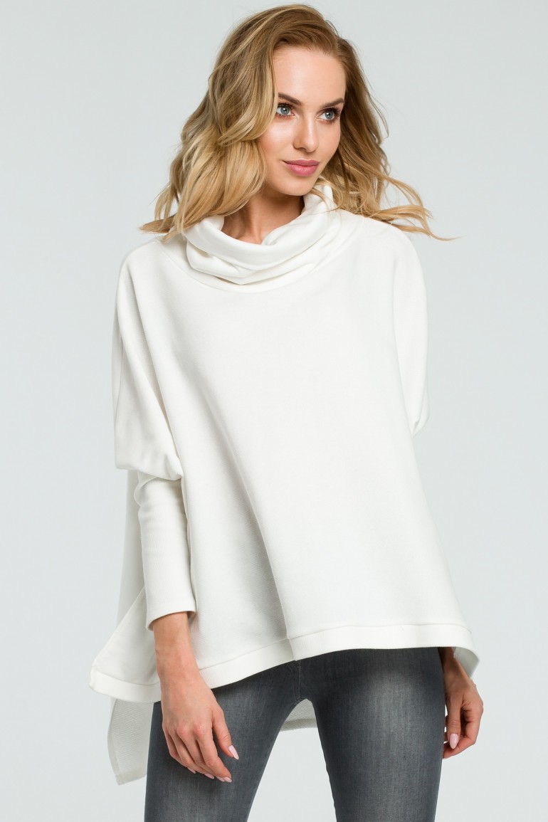 CM3803 Ponczo oversize z golfem - ecru