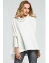 Ponczo oversize z golfem - ecru