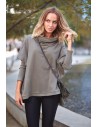Ponczo oversize z golfem - khaki