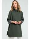 Luźna bluza z wysokim kołnierzem - militarno-zielona