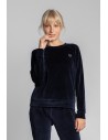 Welurowa bluza z raglanowymi rękawami - granatowa