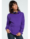 Bluza z wysokim kołnierzem we wzór - fioletowa