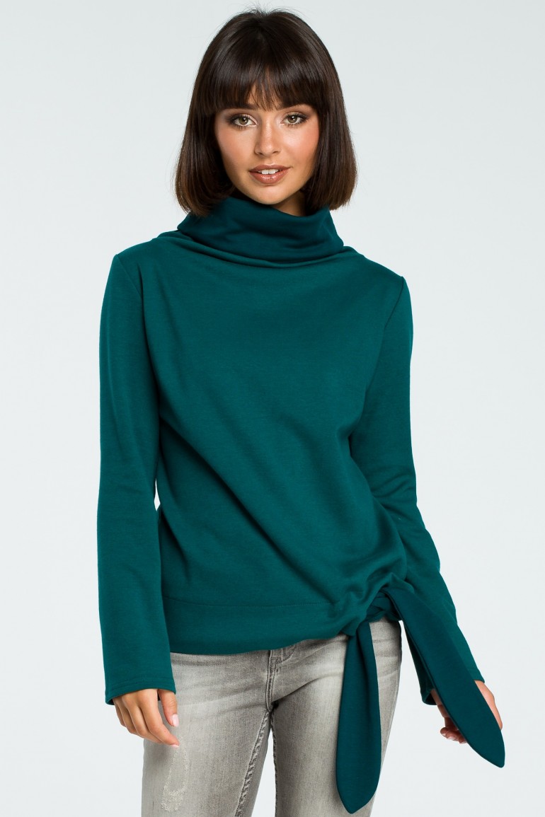 CM3799 Stylowa bluza z wiązaniem - zielony
