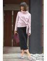 Stylowa bluza z wiązaniem - pudrowa