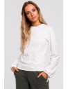 Bluzka z bufiastymi rękawami i wiązaniem - ecru OUTLET