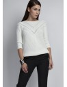 Ażurowy modelujący sweter - ecru