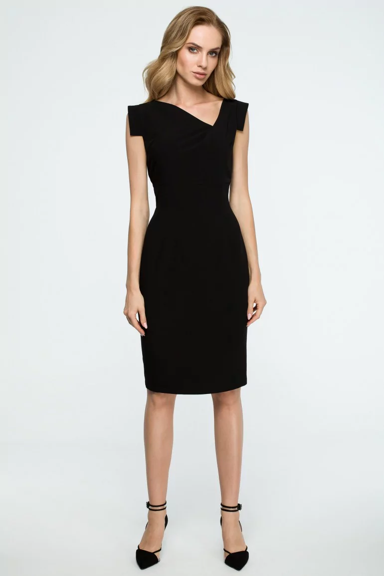 CM3839 Dopasowana sukienka bez rękawów - czarna