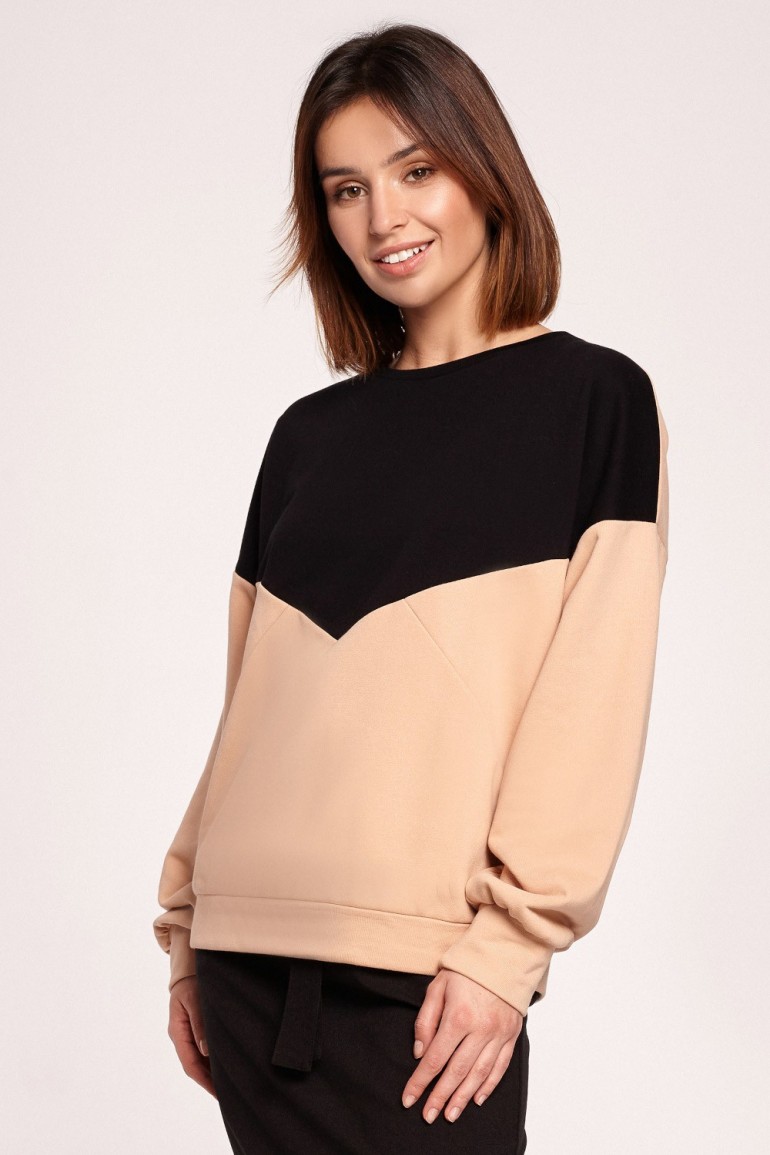 CM5856 Dwukolorowa bluza o luźnym kroju - model 3