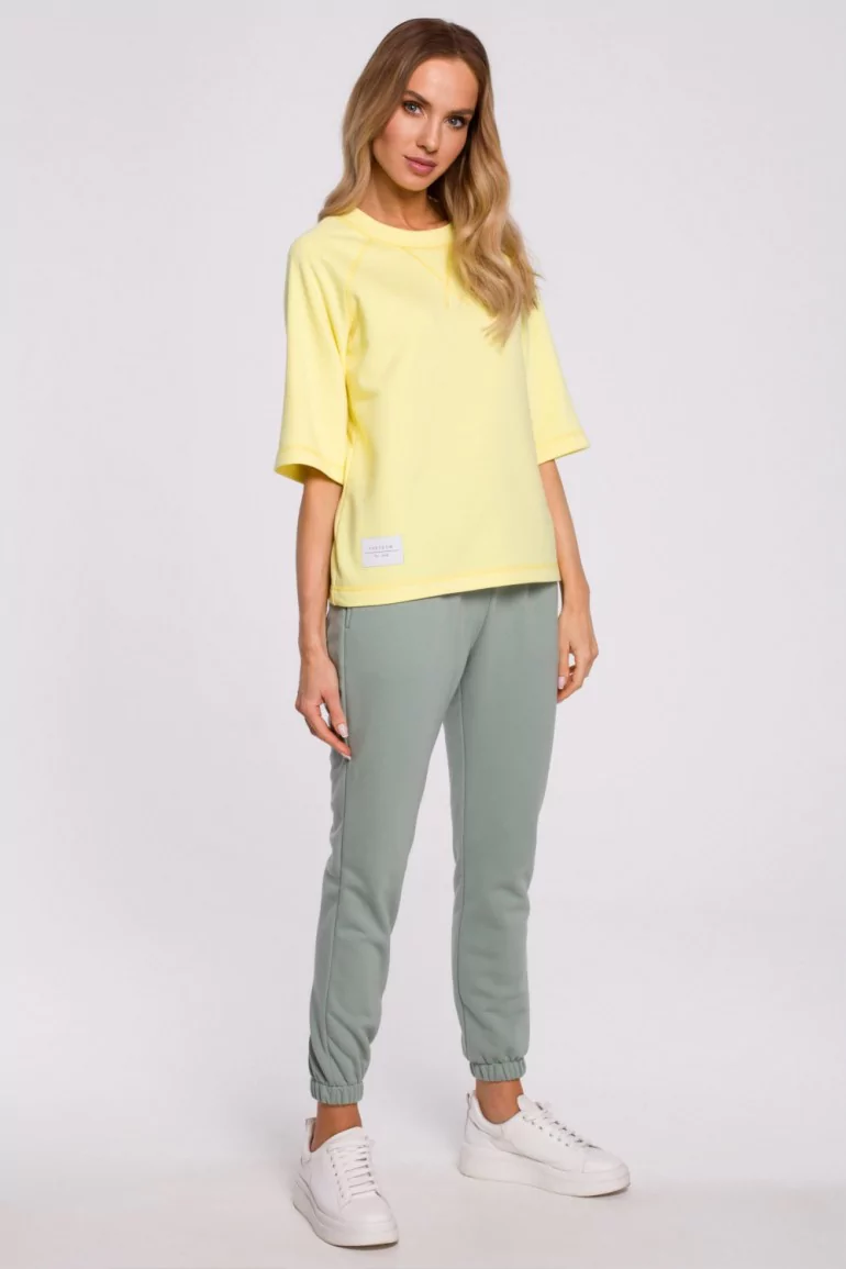 CM5875 Bluza z krótkimi rękawami - cytrynowa