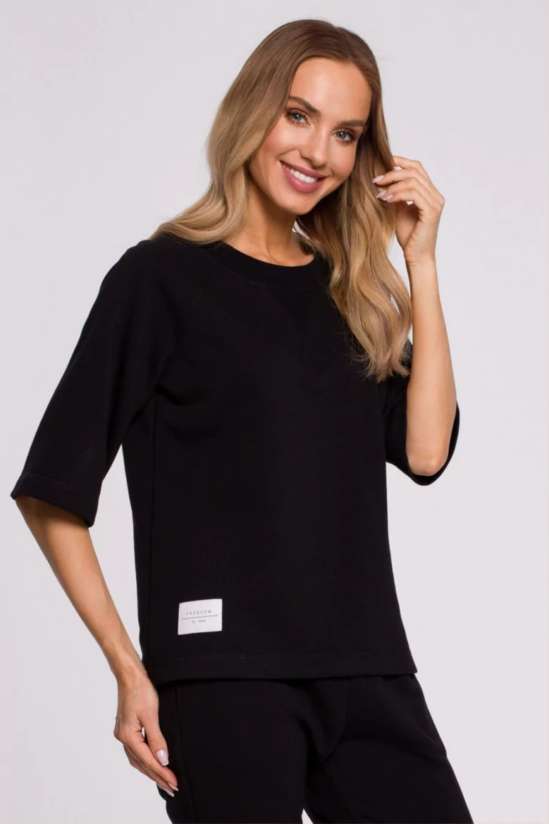 CM5875 Bluza z krótkimi rękawami - czarna