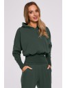 Bluza z kapturem i wysokim ściągaczem - militarno-zielona