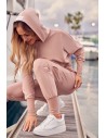 Bluza z kapturem i wysokim ściągaczem - mocca
