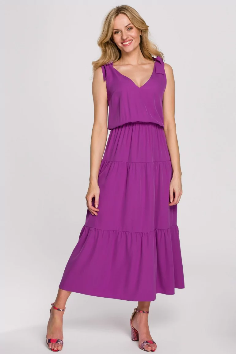 CM5893 Sukienka z wiązanymi ramiączkami - lawendowa