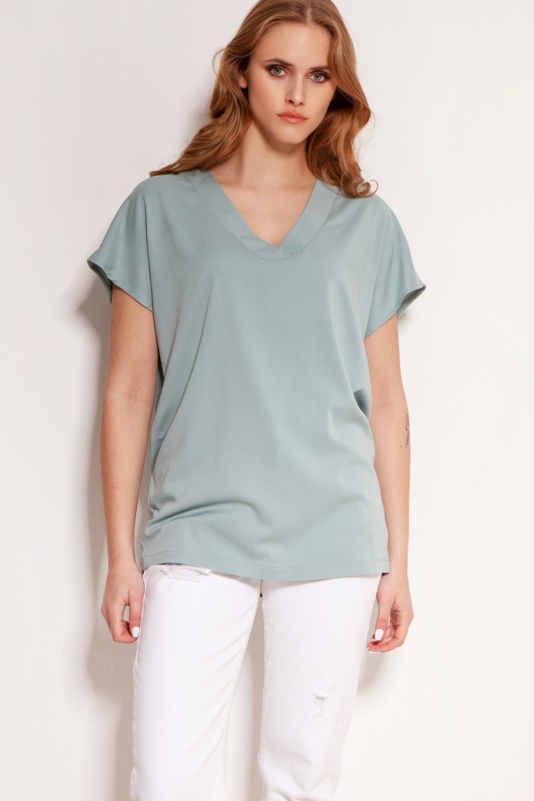 CM5909 - T-shirt w serek - miętowy