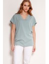- T-shirt w serek - miętowy