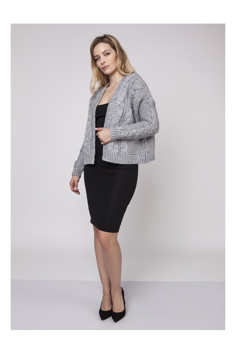 CM3867 Dzianinowa niezapinana bluza - szara