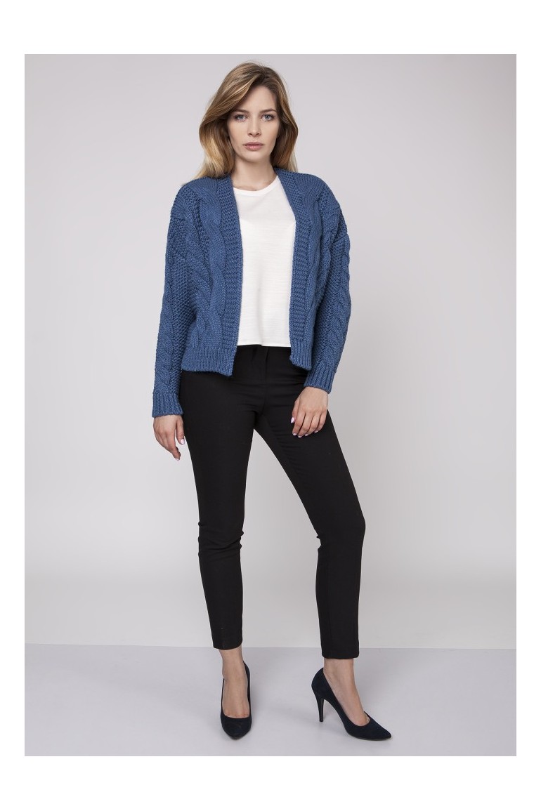 CM3867 Dzianinowa niezapinana bluza - jeansowa