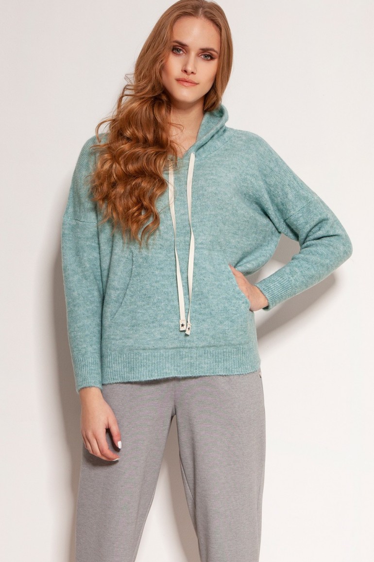 CM5917 Swetrowa bluza z kapturem - miętowa