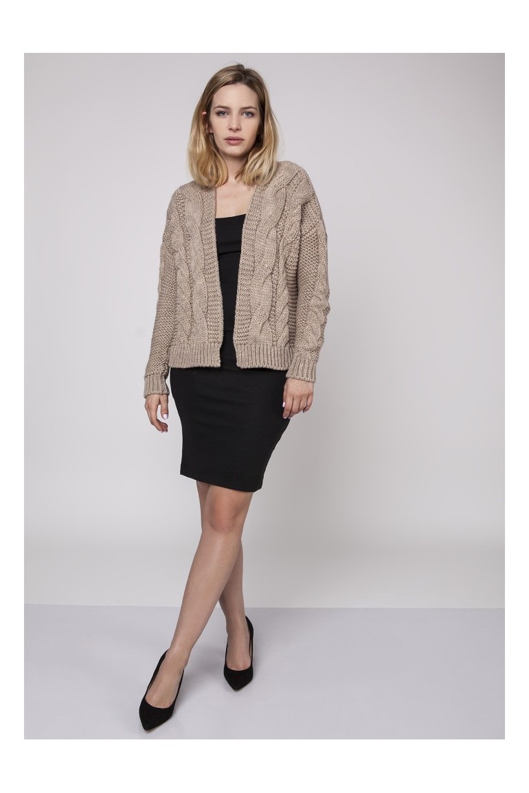 CM3867 Dzianinowa niezapinana bluza - mocca