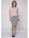 Sweter oversize z dekoltem w łódkę - różowy