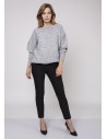 Sweter oversize z dekoltem w łódkę - szary