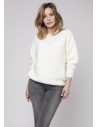 Sweter oversize z dekoltem w łódkę - ecru