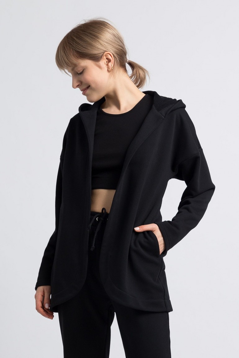 CM5964 Bluza z kapturem bez zapięcia - czarna