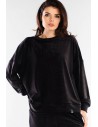 Bluza oversize z weluru - czarna