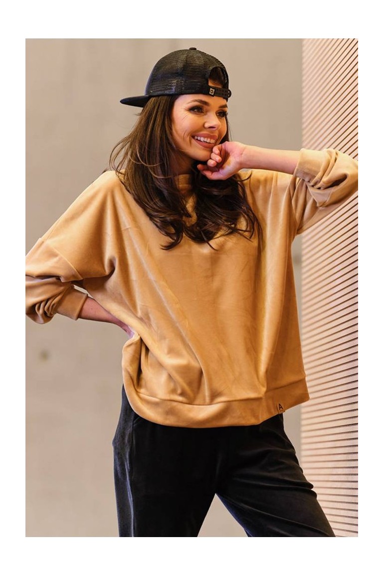 CM6000 Bluza oversize z weluru - beżowa